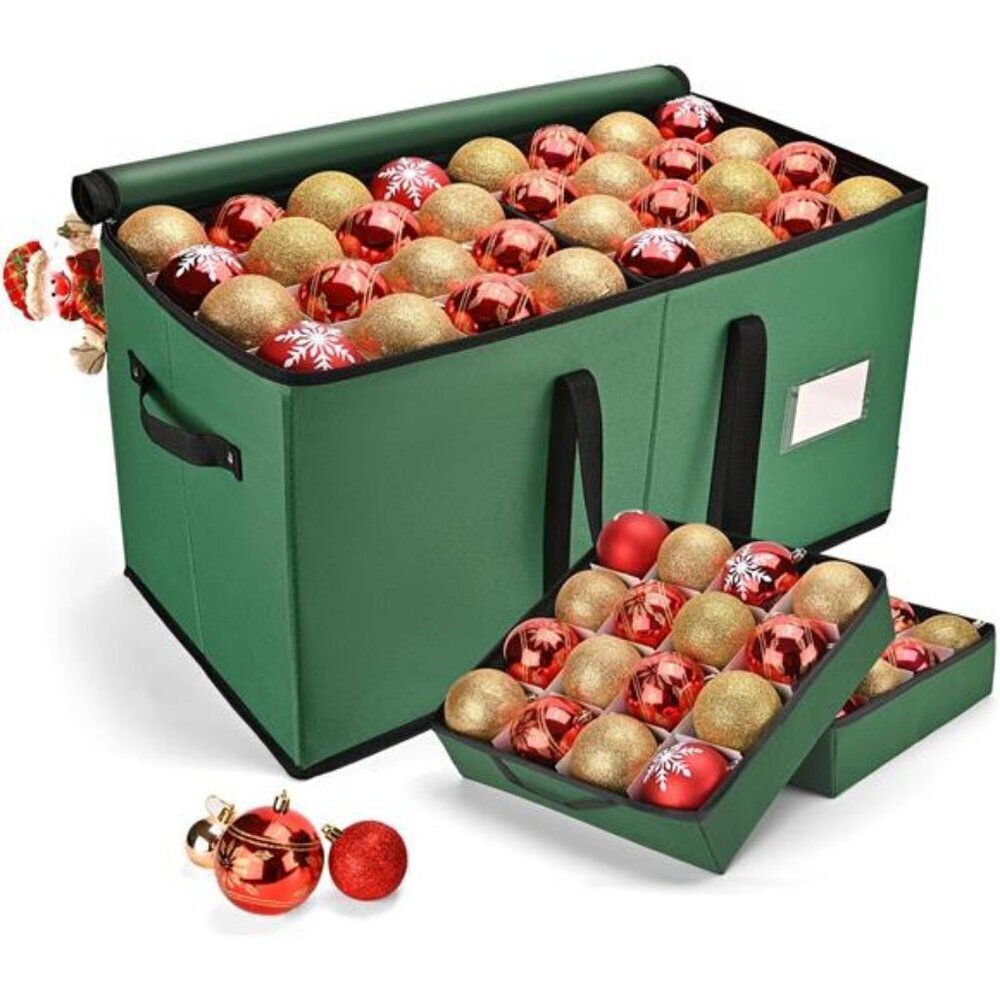 Christmas Ornament Storage Boxes with 8 Individual Trays, Fits 128 Ornaments